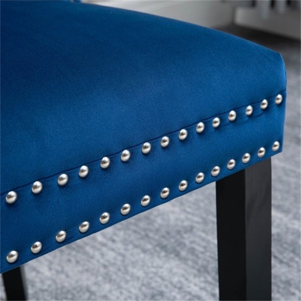 High-end Tufted Solid Wood Blue Dining Chair with Nailhead Trim 2 PCS