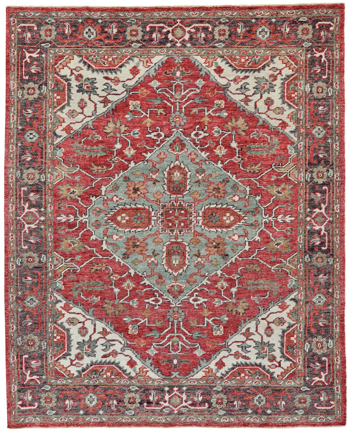 Bashyr Hand Knotted Red and Gray Rug by BD Fine