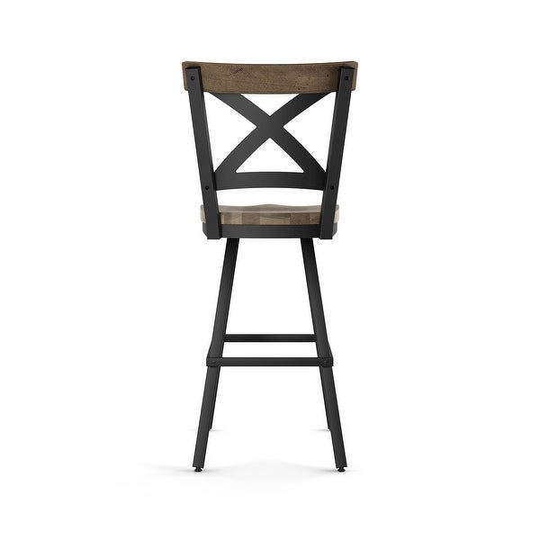 Amisco Jasper Swivel Counter and Bar Stool with Distressed Wood Seat