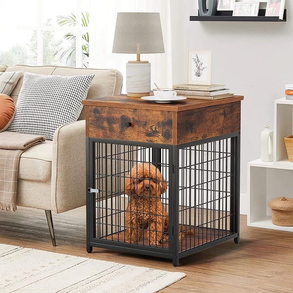 Furniture Dog Crates， Furniture Style Wood Dog Kennel End Table， Dog House Indoor Use， Chew-Proof