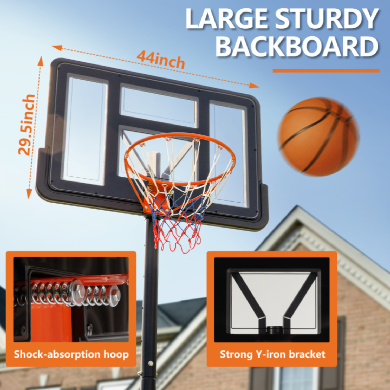 Outdoor Adjustable Basketball Stand, Portable Kids and Adult Basketball Stand, 4.2-10ft Height