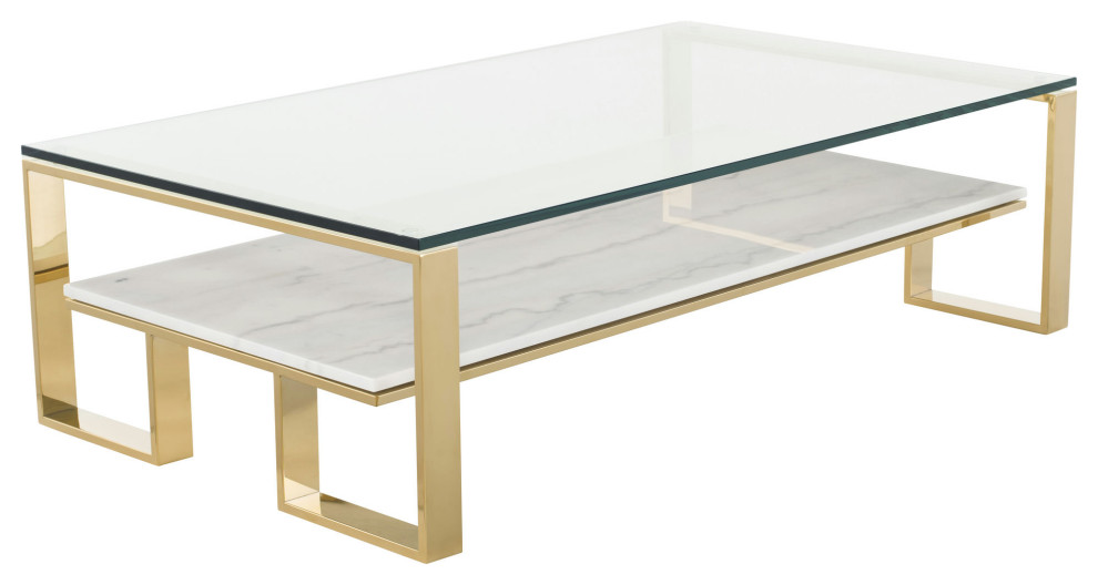 Tierra White Stone Coffee Table  HGNA510   Contemporary   Coffee Tables   by Homesquare  Houzz