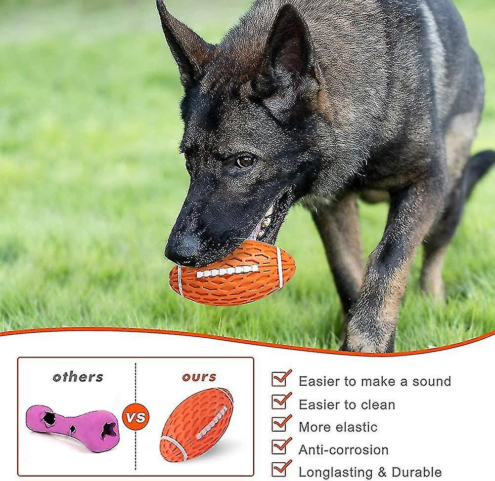 Dog Chew Squeaky Toy Ball， Interactive Dog Toy Foraggressive Chewing， Durable