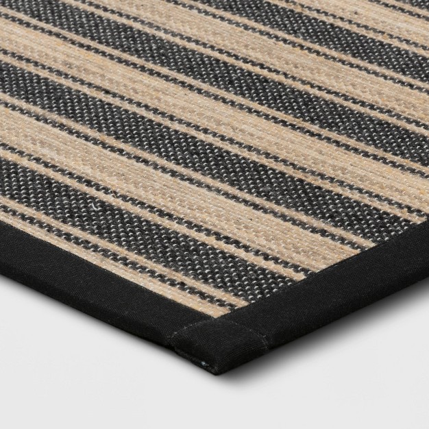 Vintage Striped Rug Black brown