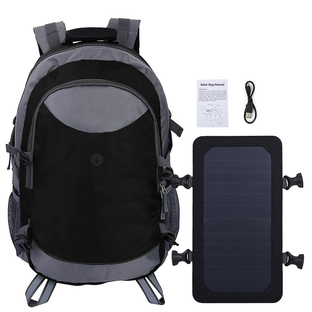 Outdoor Unisex Solar Charge Travel Backpack Shoulder Bag For Cycling Hiking Camping(gray)