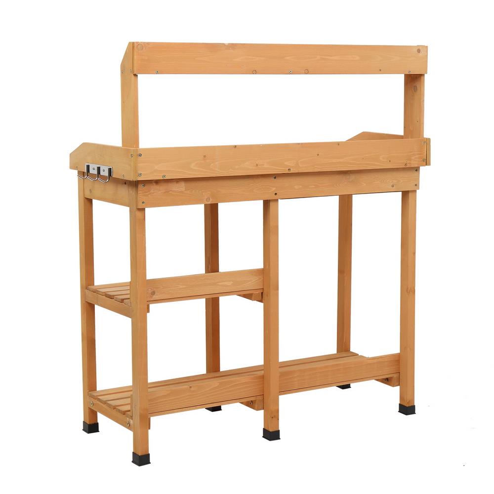 Zimtown Beige Fir Potting Bench Garden Workbench w/ Drawers and Sink