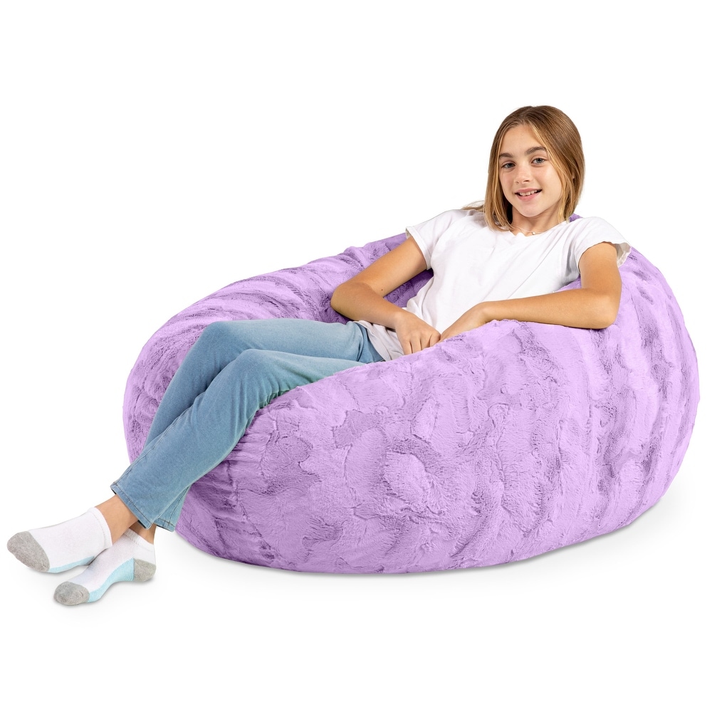 Jaxx Cocoon 4 Foot Kids Bean Bag Chair and Crash Pad   Faux Fur