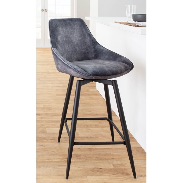 Carson Carrington Alba Counter Stool with Black Metal Base and Square Footrest (Set of 2)