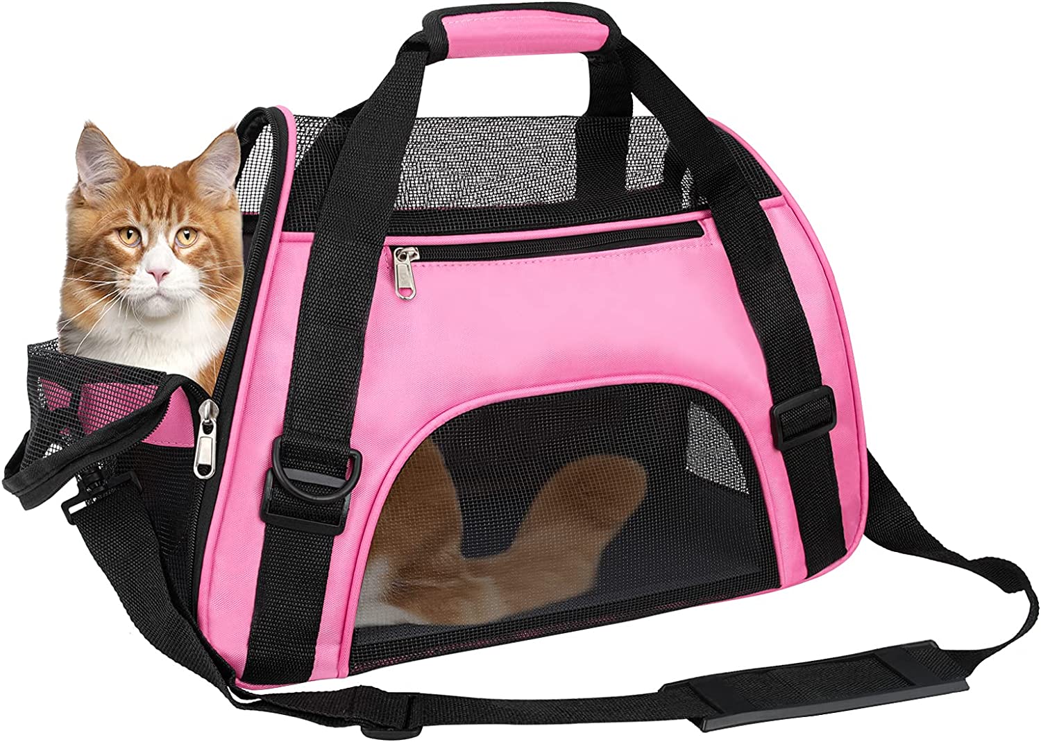 TIYOLAT Pet Carrier Bag， Airline Approved Duffle Bags， Pet Travel Portable Bag Home for Little Dogs， Cats and Puppies， Small Animals （Medium-pink）