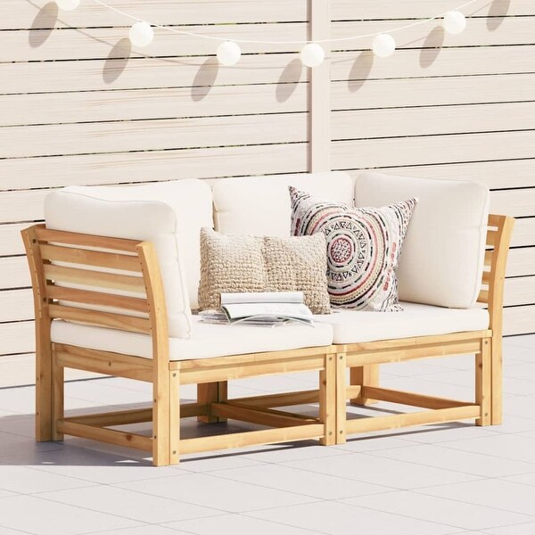 vidaXL Patio Sofa with Cushions 2Seater Outdoor Loveseat Solid Wood Acacia