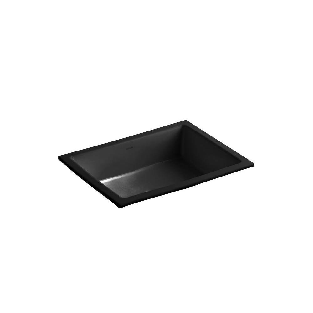 KOHLER Verticyl Undermount Bathroom Sink in Black Black K-2882-7