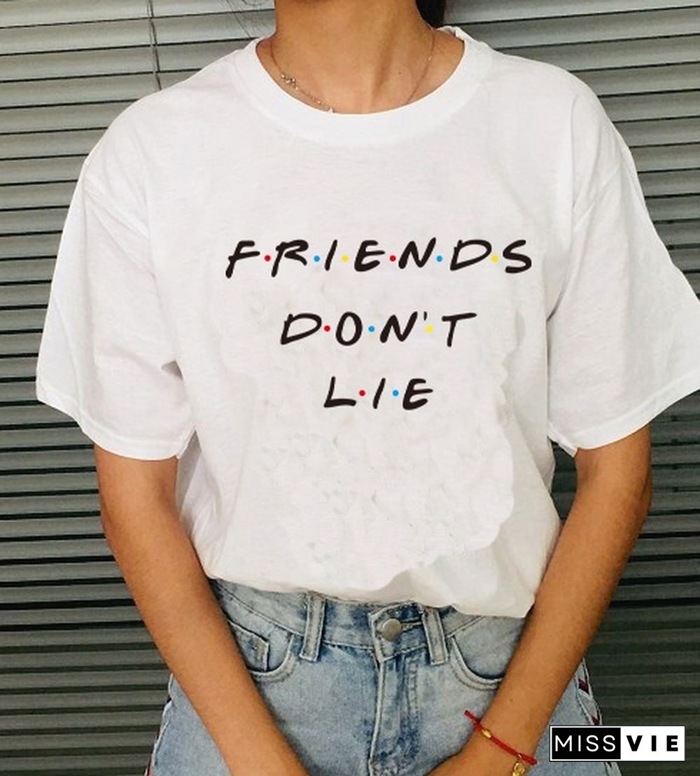 1Pcs Stranger Things Friends Dont Lie Pivot I Wish I Could But I Donuwant To Friends Tv Show Phoebe Buffay Quotes T-Shirt Women 90S Fashion Cute Funny Tee