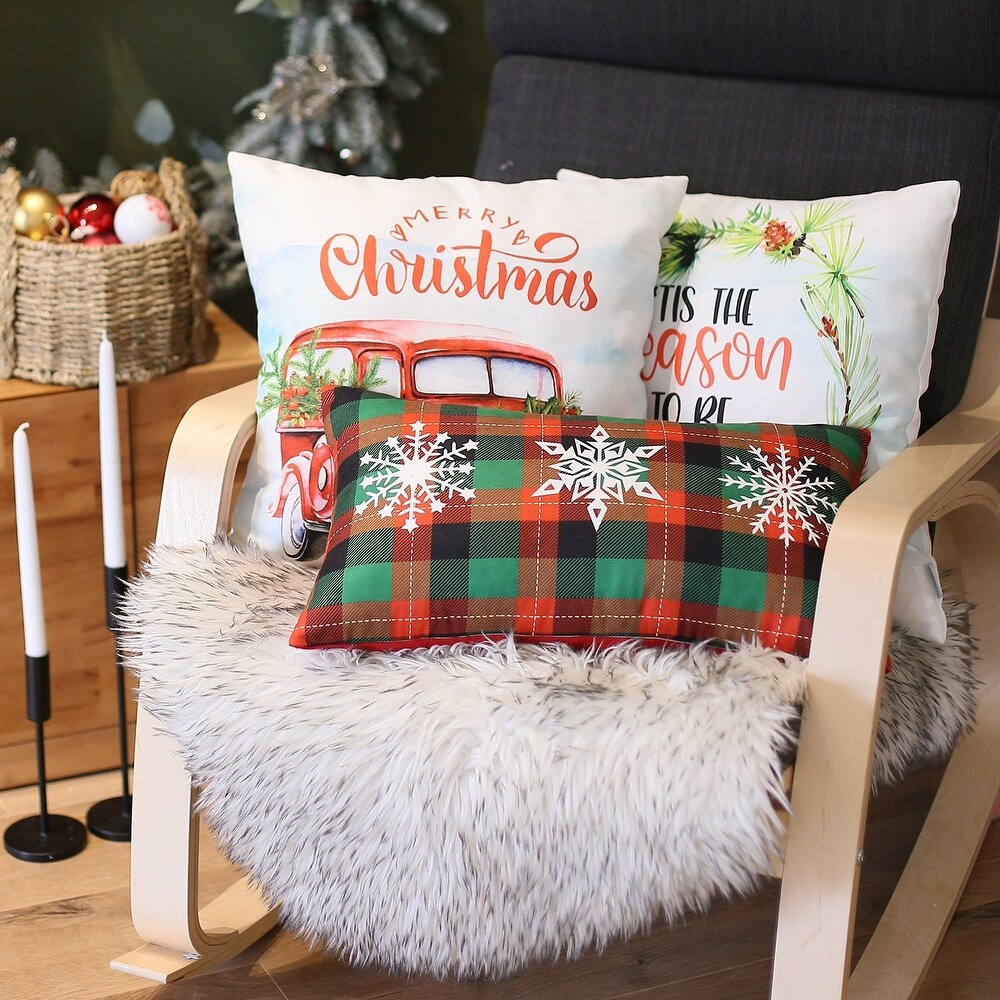 Christmas Snowflakes Lumbar Printed Pillow Covers (Set of 2)