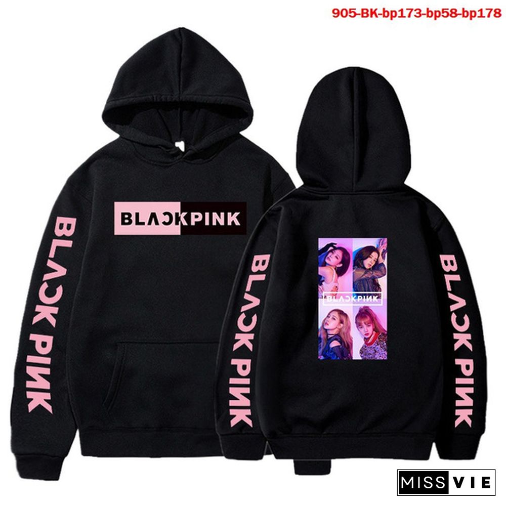 Kpop Blackpink Printed Hoodies Women Casual Personality Hooded Pullover Fashion Outdoor Long Sleeve Sweatshirts