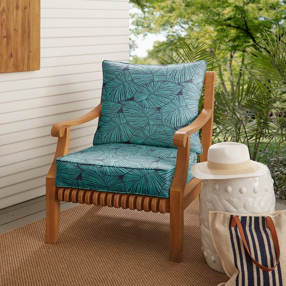 Blue Tropical Corded Deep Seating Pillow and Cushion Set