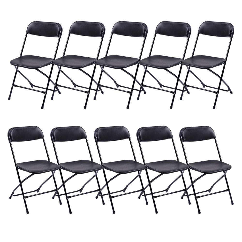 UBesGoo 10-Pack Folding Chair Plastic for Outdoors Black