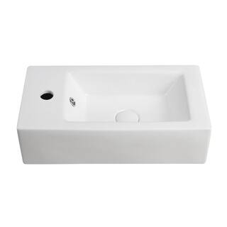 Elanti Wall-Mounted Right-Facing Rectangle Bathroom Sink in White EC9899-R