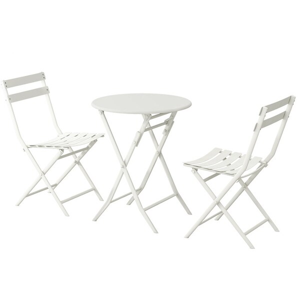 3Pieces Patio Bistro Foldable Round Table and Chairs Set