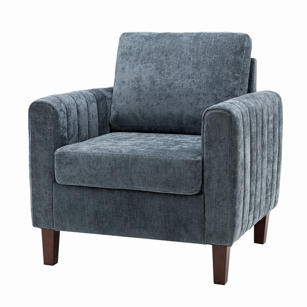 Ganymedes Upholstered Accent Club Chair with Wood Legs by HULALA HOME