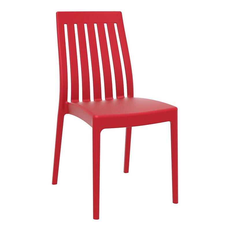 35 Red High Back Stackable Outdoor Patio Dining Chair