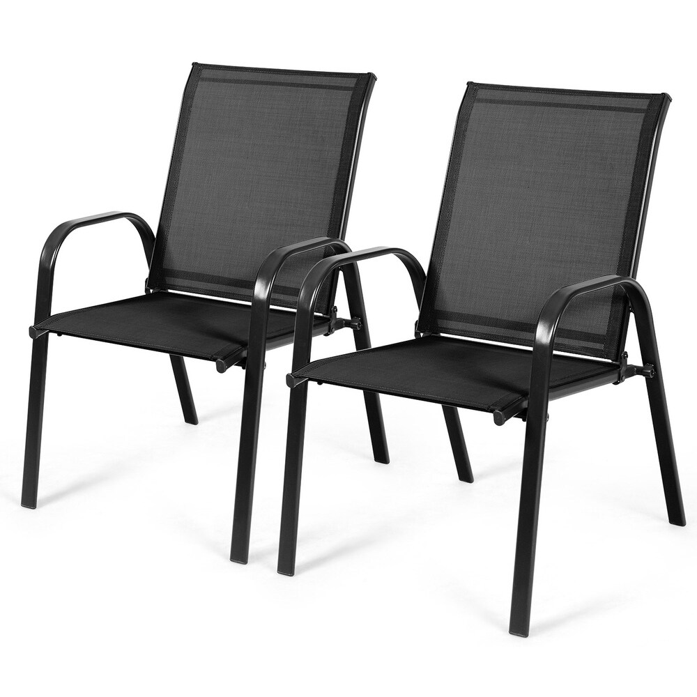 Gymax Set of 2 Patio Chairs Dining Chairs w/ Steel Frame Yard Outdoor   See Details