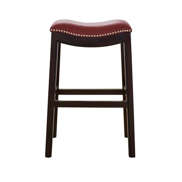 New Ridge Home Goods Julian Barstool With Red Faux Leather Seat