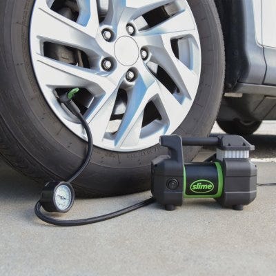 Heavy-Duty Tire Inflator + Gaugeamp Light 12-Volt