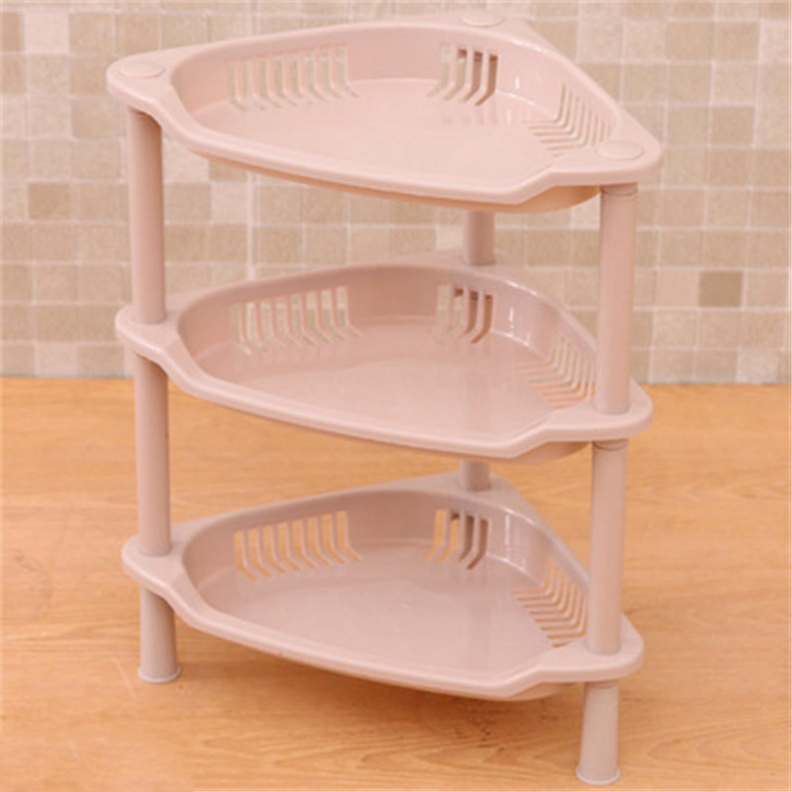 3 Layers Bathroom Standing Shelf Bathroom Stand Pp Land Installation Bathroom Rack Storage Shelves For Bathroom Kitchenkhaki Trigon