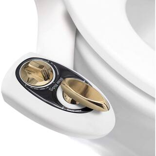 Boss Bidet Non-Electric Bold Toilet Bidet Attachment Water Sprayer Dual Nozzle White and Gold Boss Bidet Bold White  Gold