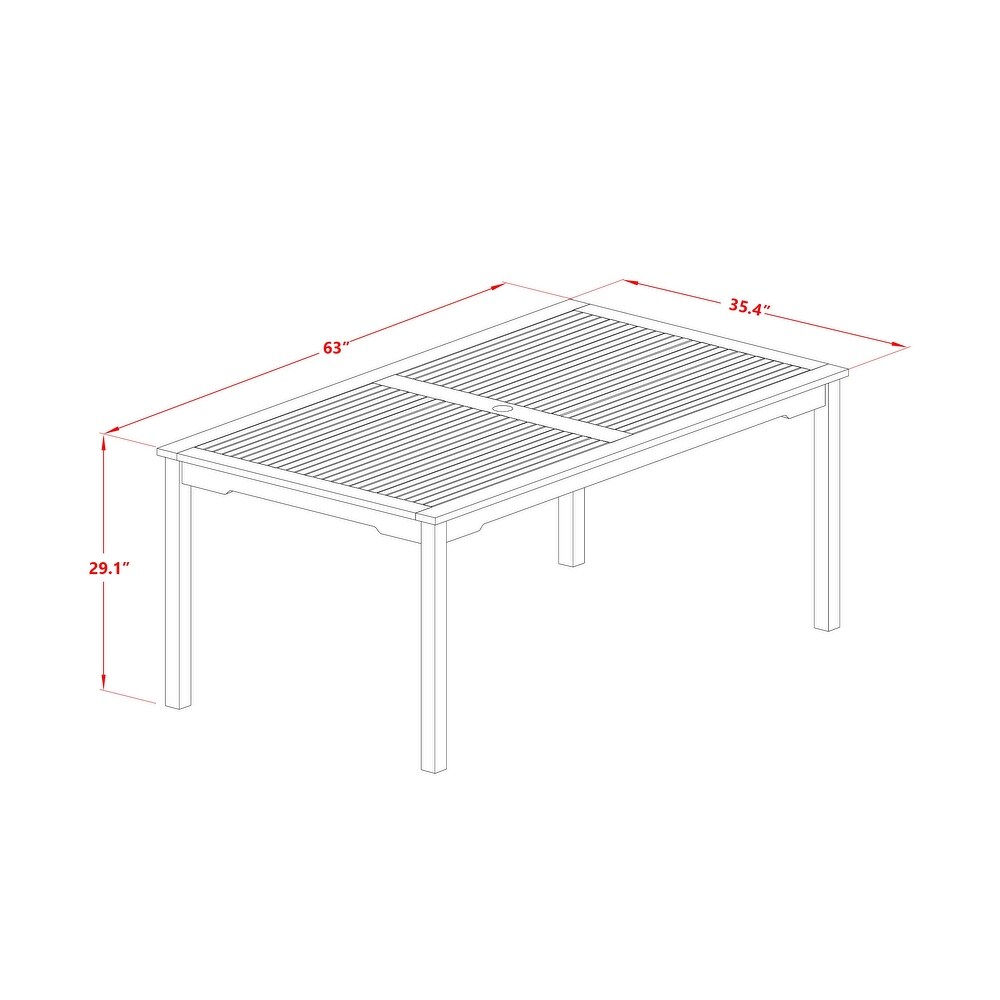 East West Furniture Patio Dining Set  a Outdoor Acacia Table and Arm Chairs with Side Chairs  Natural Oil (Pieces Options)