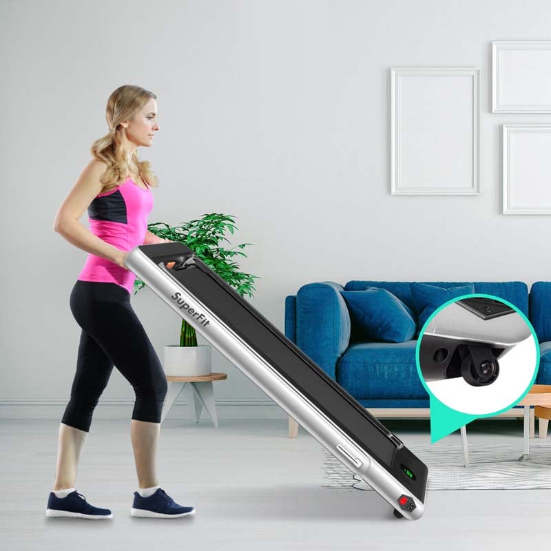 2 in 1 Folding Electric Treadmill for Home Gym, 2.25HP Under Desk Treadmill, Portable Walking Running Machine with Bluetooth Speaker