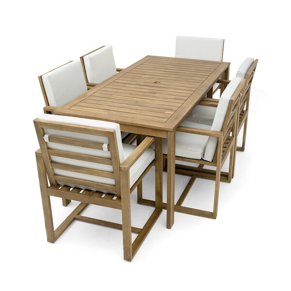 Patio Dining Set Outdoor Dining Table and Chair Set，Light Teak