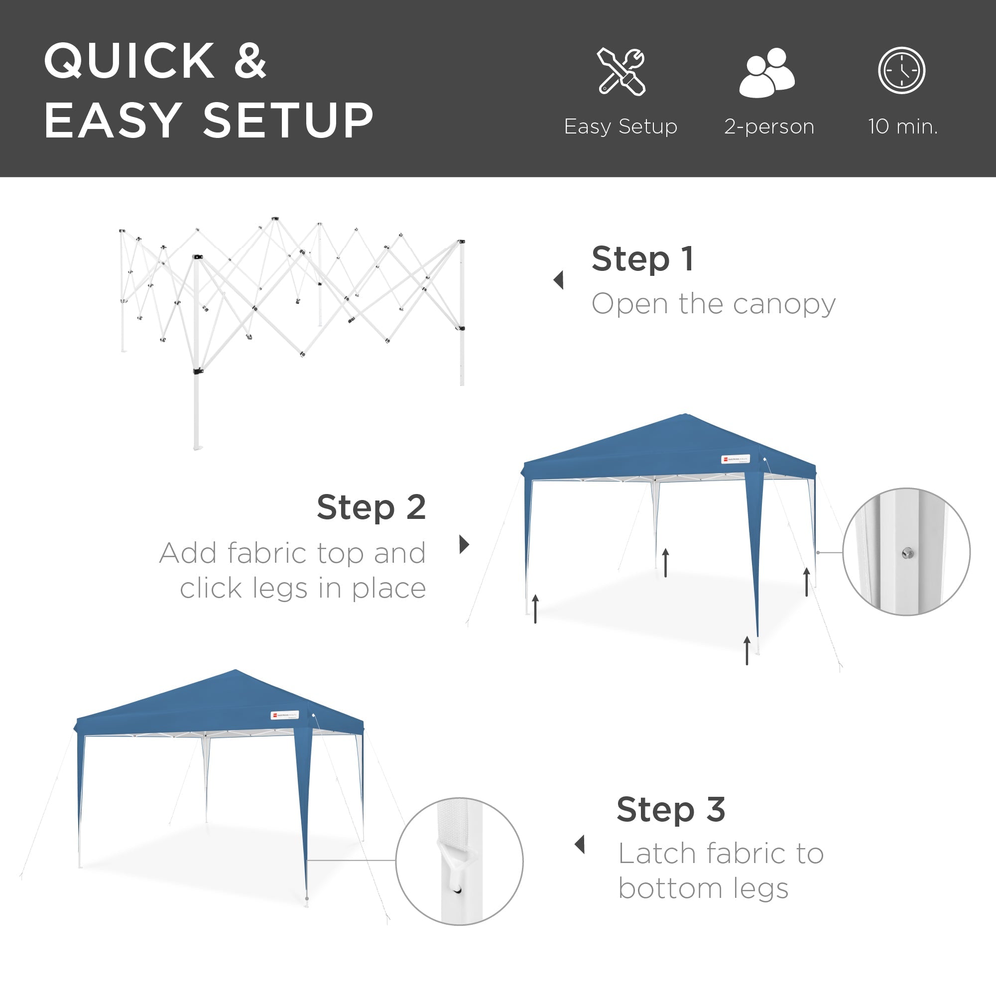 Best Choice Products 10x10ft Outdoor Portable Adjustable Instant Pop Up Gazebo Canopy Tent w/ Carrying Bag - Blue