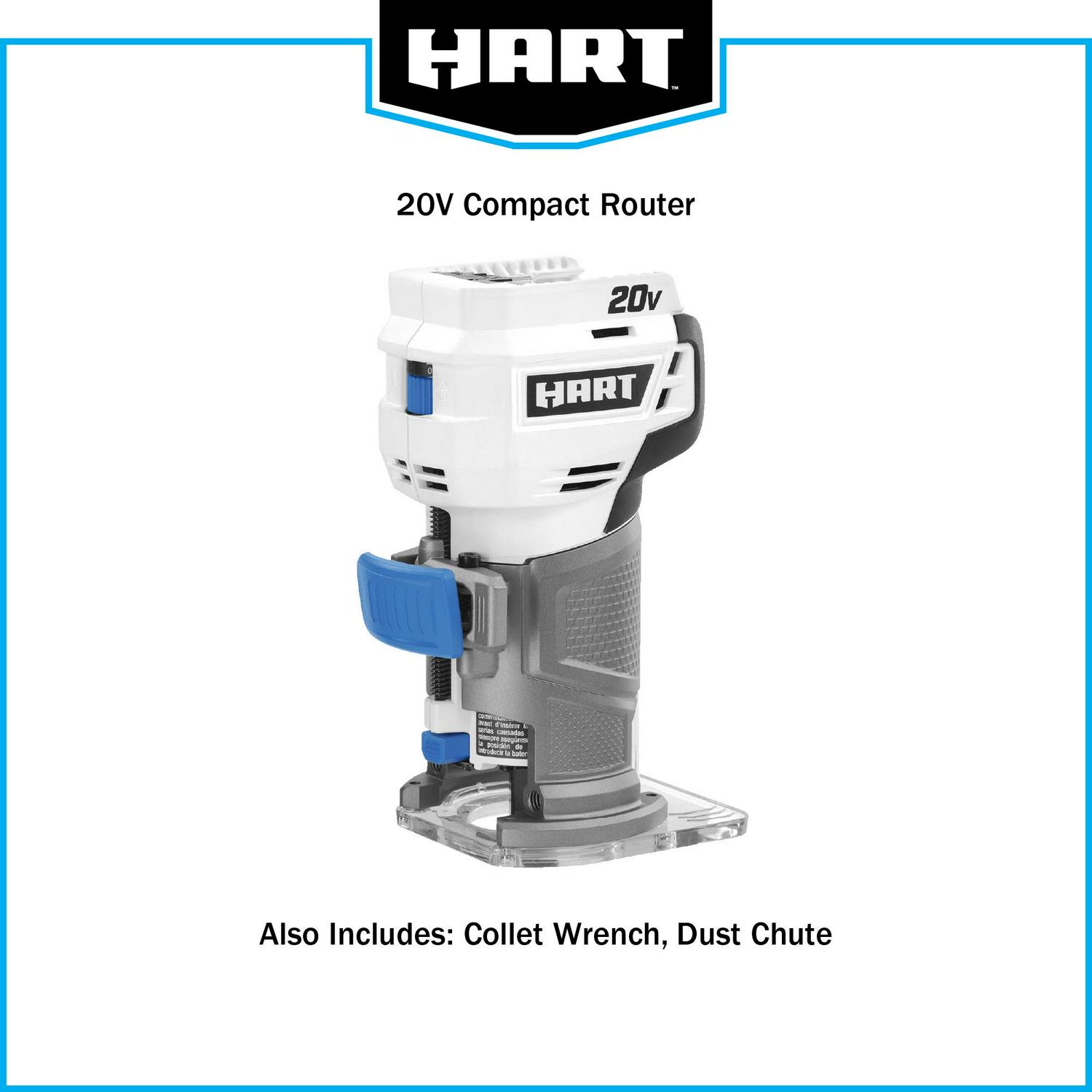 HART 20Volt Cordless Trim Router for Cutting Shaping and Trimming (Battery Not Included)  Crowdfused