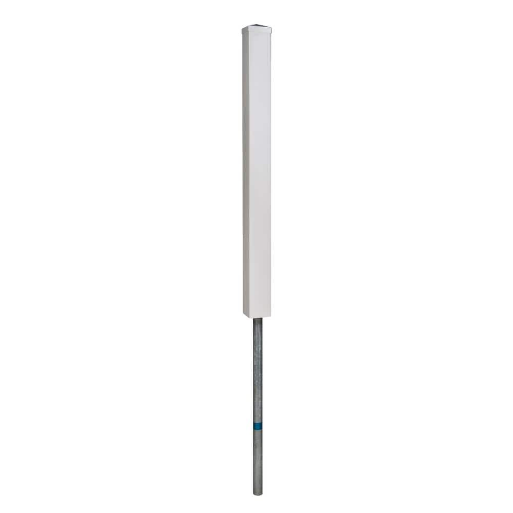 WamBam Fence No-Dig Permanent 4 in. x 4 in. x 4 ft. White Vinyl Fence Post with No-Dig Pipe Anchor and Cap BL19042