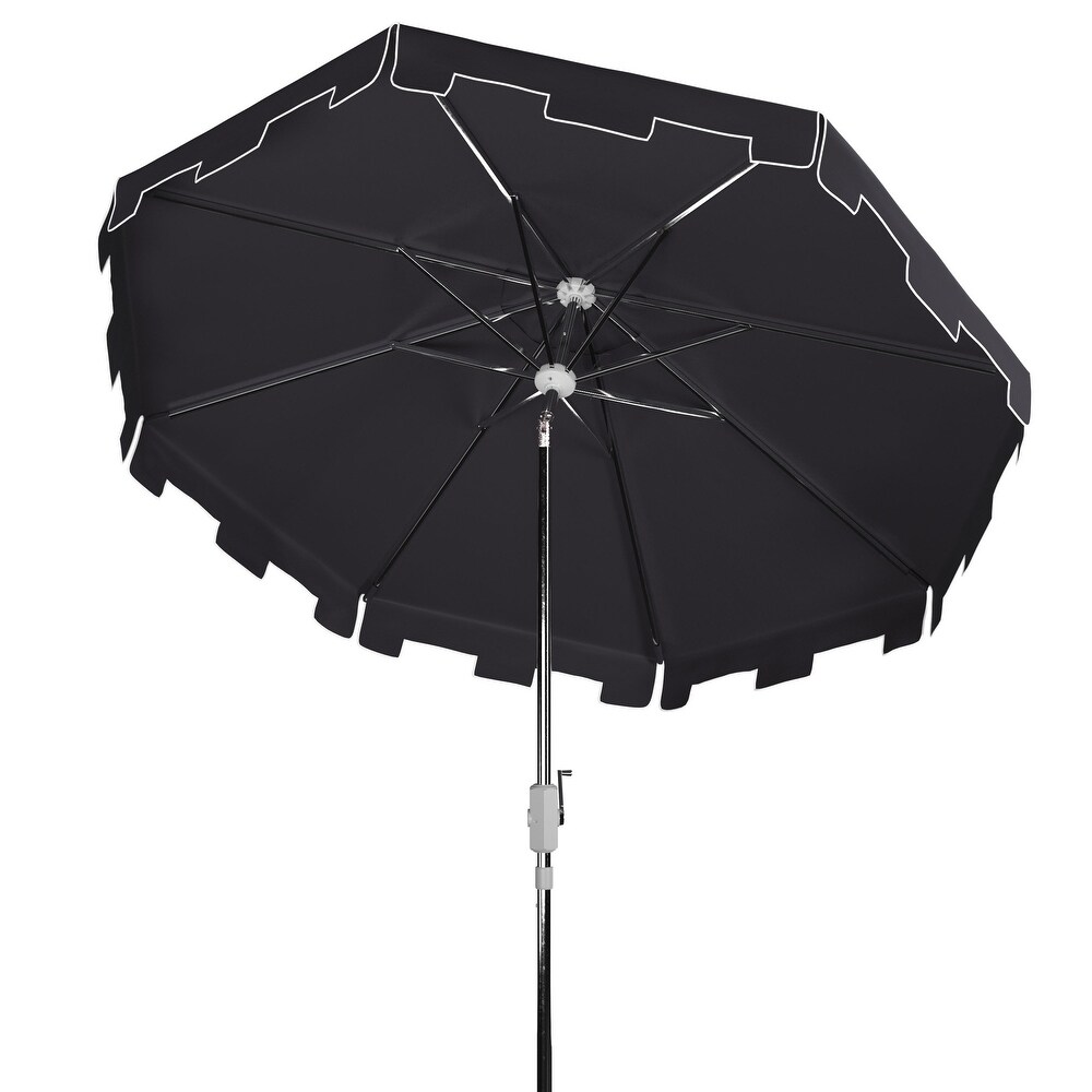 SAFAVIEH Zimmerman Aluminum Tilt and Crank 9 foot Crank Market Patio Umbrella With Flap.