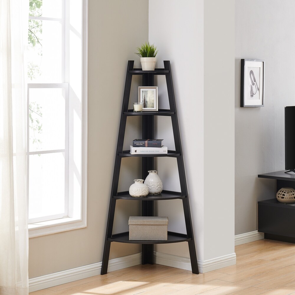 Danya B. 5 Tier Corner Ladder Display Bookshelf