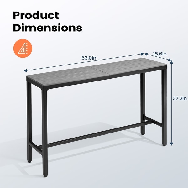 Pellebant Patio Outdoor Bar Table Rectangle Pub Table Dining Table