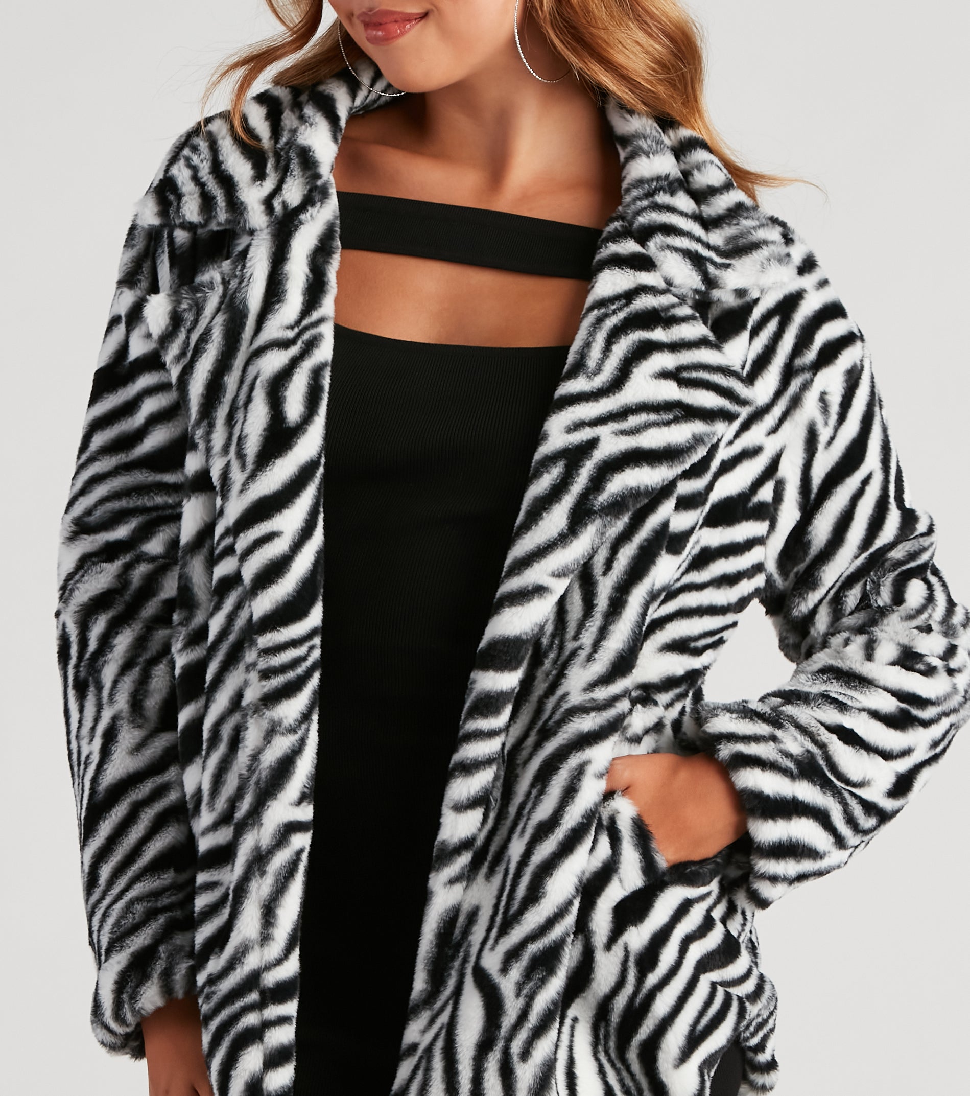 She's A Trendsetter Zebra Faux Fur Coat