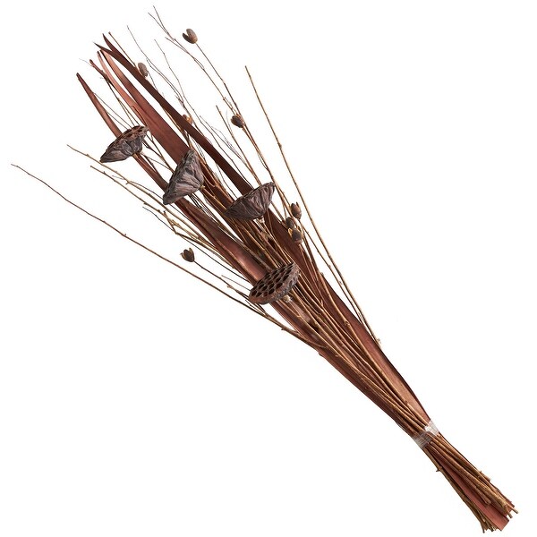 Brown Dried Plant Handmade Tall Bouquet Lotus Flower Home Decor Natural Foliage with Grass and Branch Accents