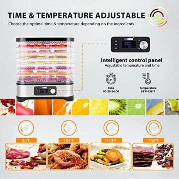 VIVOHOME Electric 8Tray Stainless Steel Food Dehydrator with Digital Timer and Temperature Control