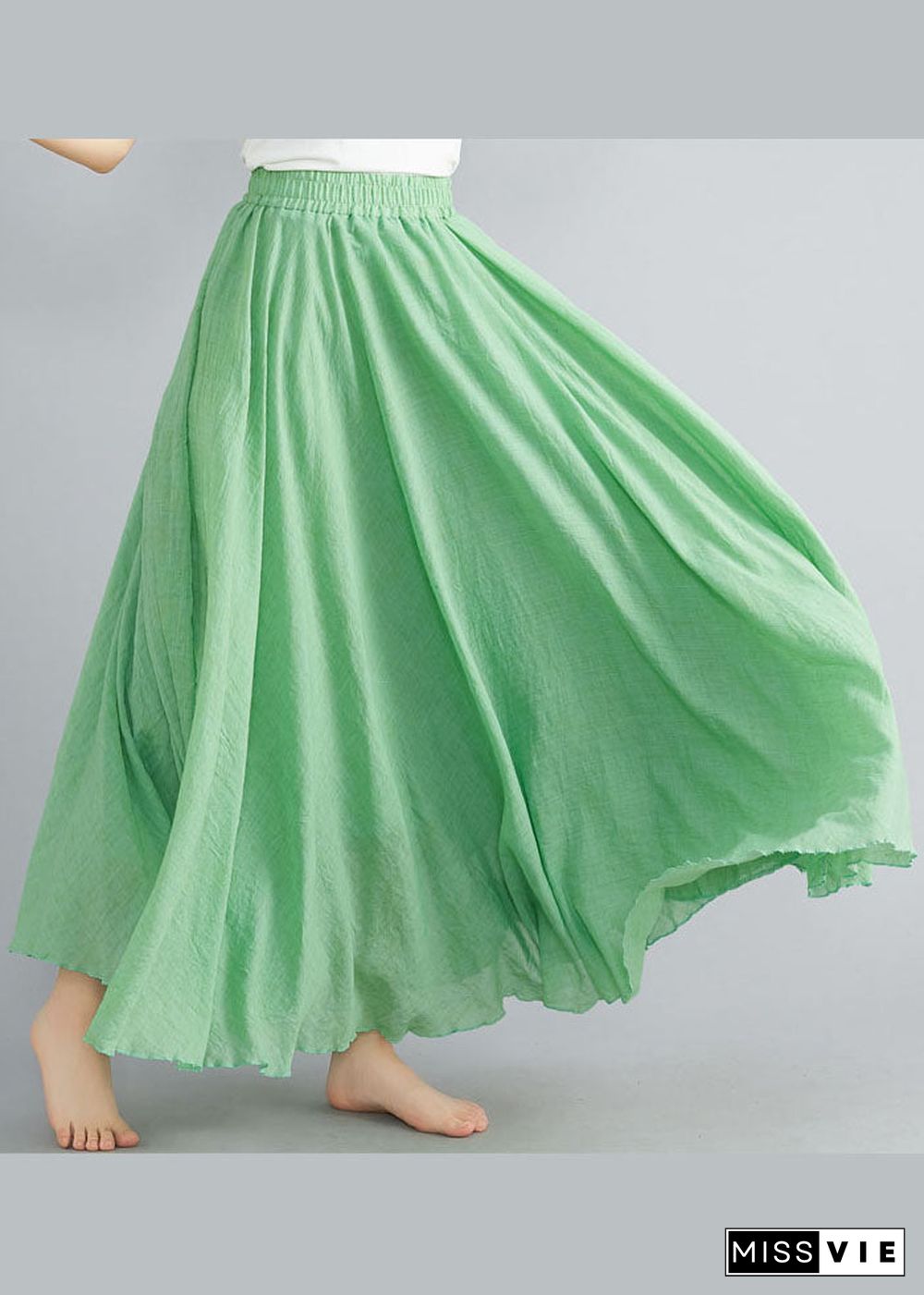 Fruit Green Cotton Beach Skirts High Waist Exra Large Hem Summer