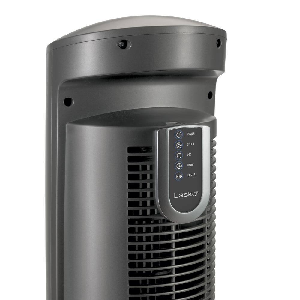 Lasko Wind Curve 42 in. 3-Speed Oscillating Platinum Tower Fan with Fresh Air Ionizer and Remote Control 2551