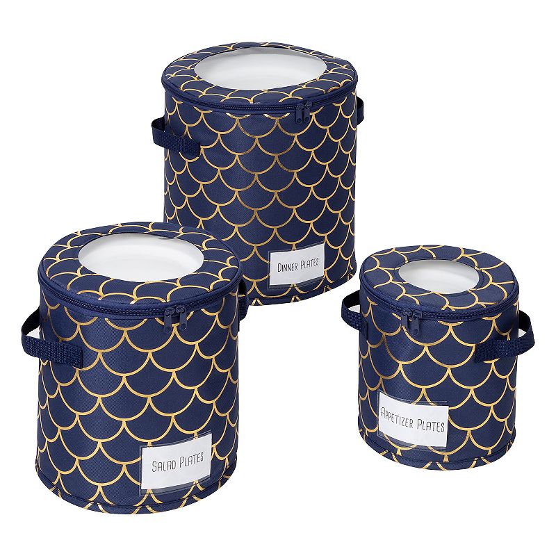 Honey-Can-Do Round Dinnerware Storage 3-Piece Box Set