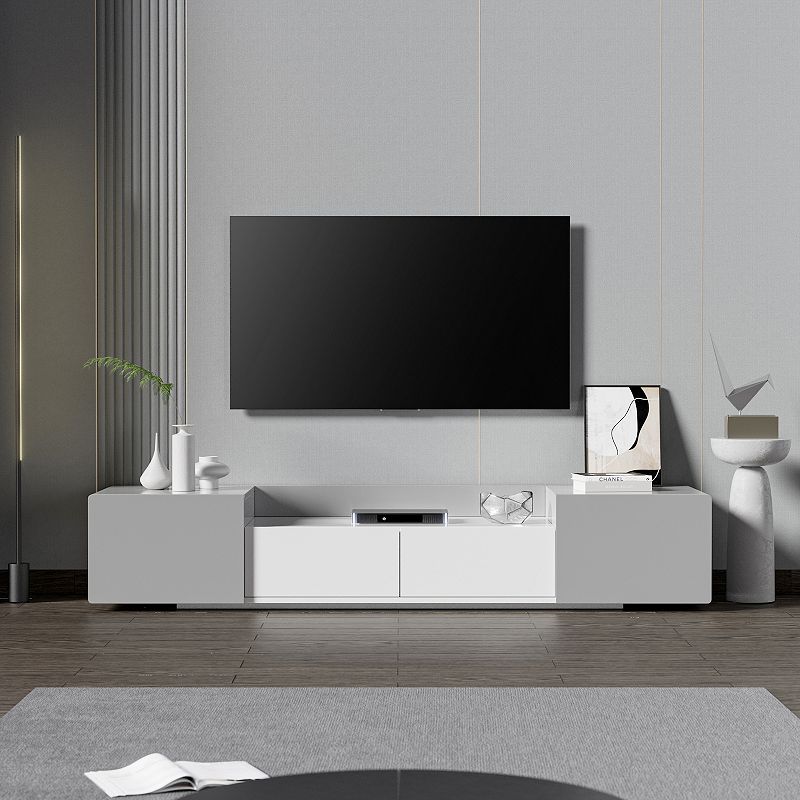 F.C Design Modern TV Stand for 70 TV with Large Storage Space， Magnetic Cabinet Door， Entertainment Center - Ideal for Living Room or Bedroom