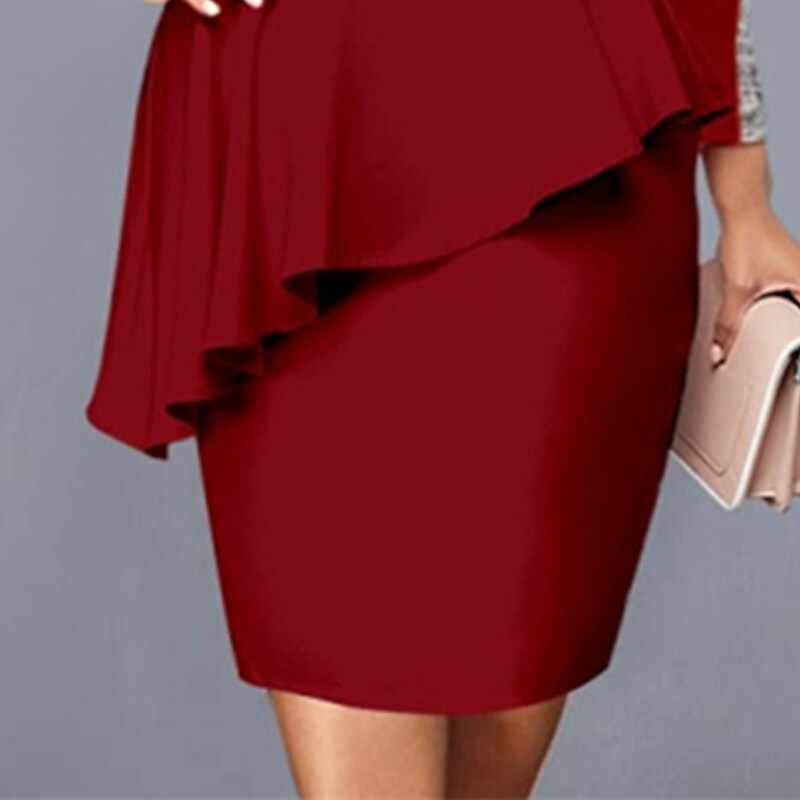 Women's Plus Size Work Dress Plaid Shirt Collar Ruffle Long Sleeve Fall Winter Work Formal Midi Dress Vacation Going out Dress / Print