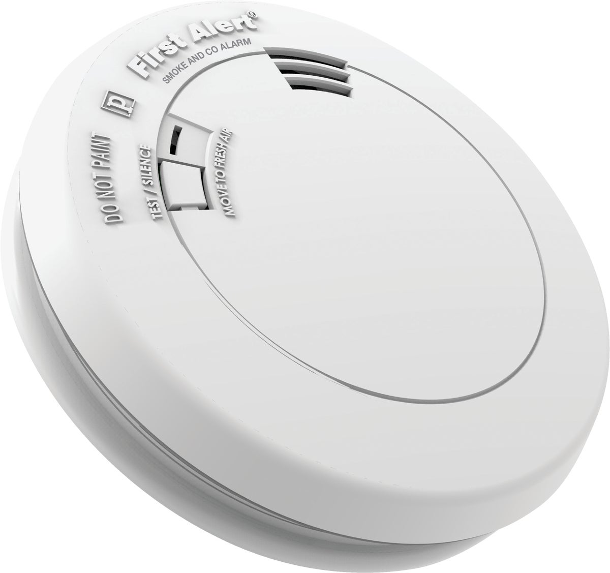 First Alert 10-Year Battery Slim Round Carbon Monoxide Smoke Alarm With Voice Alert White