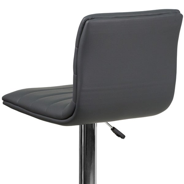 Modern Vinyl Adjustable Height Barstool with Horizontal Stitch Back - 16