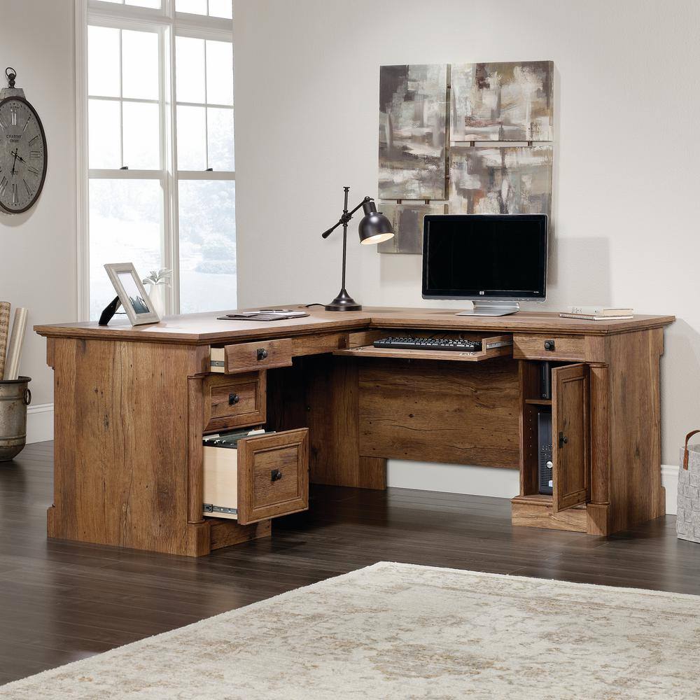 SAUDER Palladia Vintage Oak L-Shaped Desk 420606