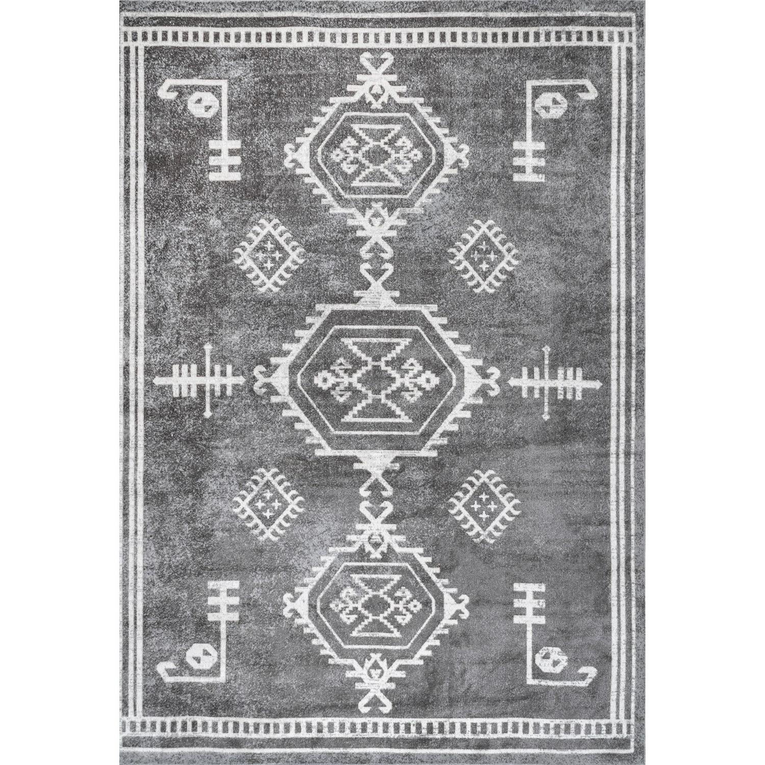 nuLOOM Kyleigh Machine Washable Southwestern Area Rug 88242 x 108242 Grey  Crowdfused